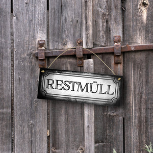 Restmüll Metallschild für die Mülltrennung im Used Look