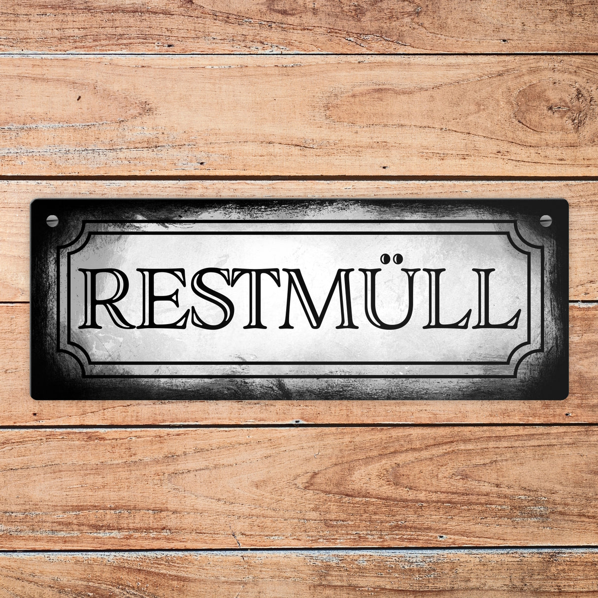 Restmüll Metallschild für die Mülltrennung im Used Look