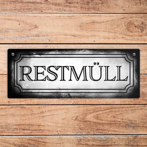Restmüll Metallschild für die Mülltrennung im Used Look