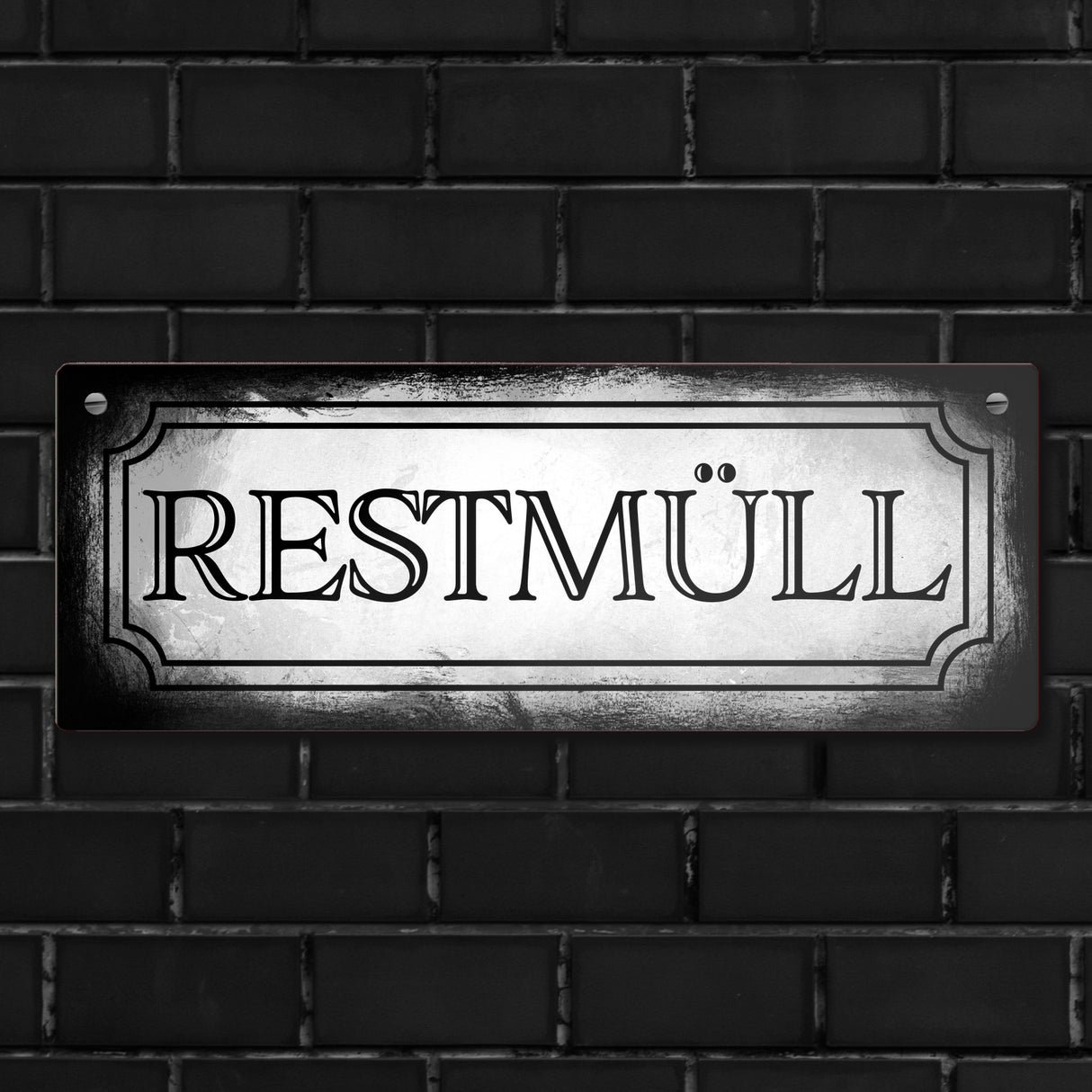 Restmüll Metallschild für die Mülltrennung im Used Look