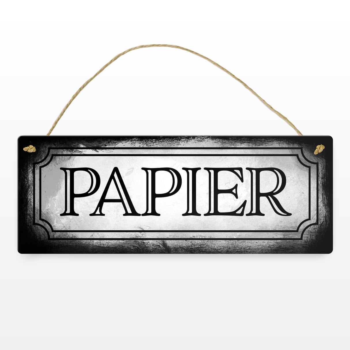 Papier Metallschild für die Mülltrennung im Used Look