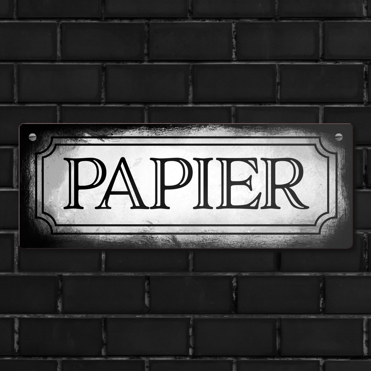 Papier Metallschild für die Mülltrennung im Used Look