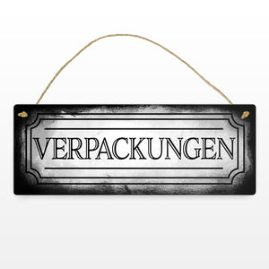 Verpackungen Metallschild für die Mülltrennung im Used Look