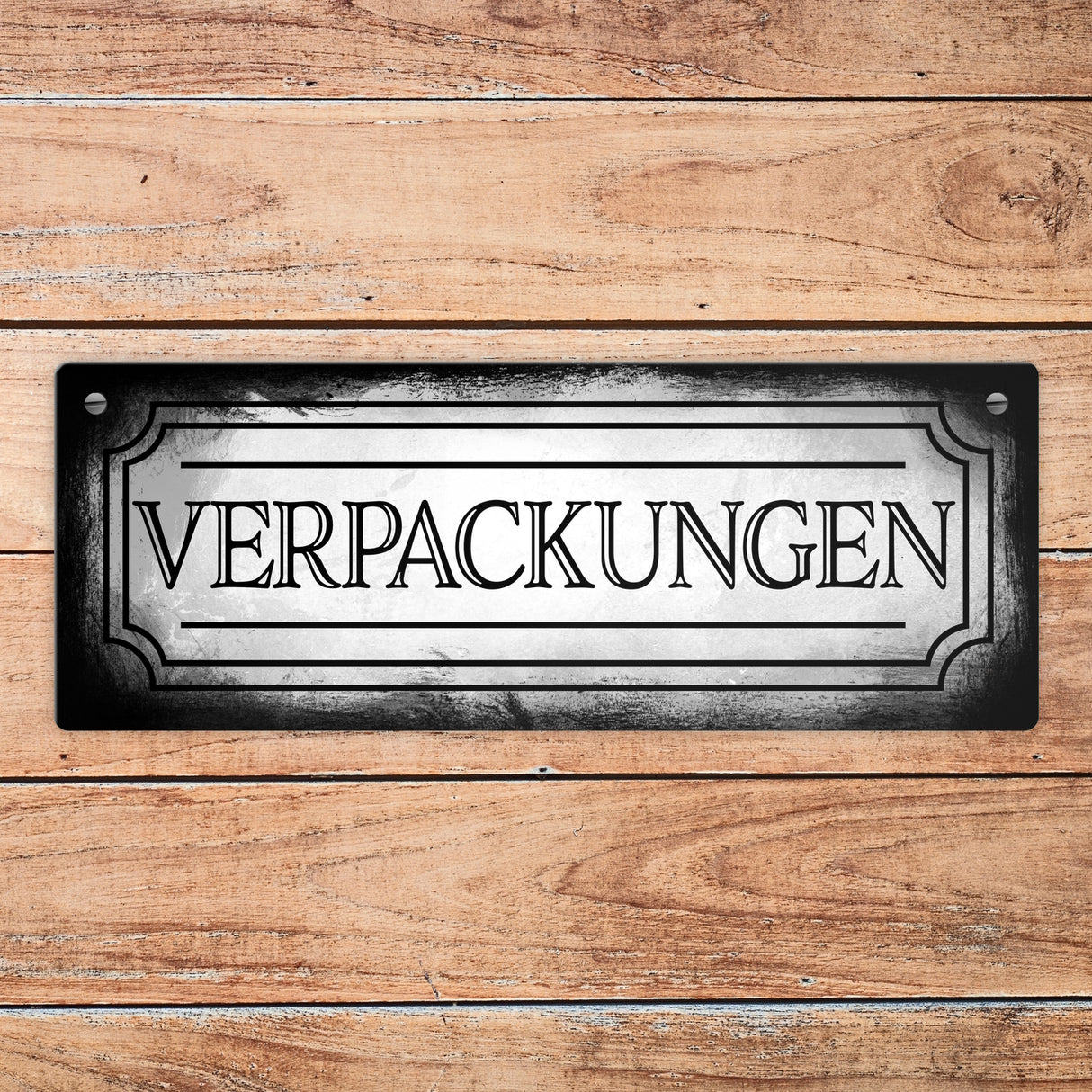 Verpackungen Metallschild für die Mülltrennung im Used Look