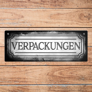 Verpackungen Metallschild für die Mülltrennung im Used Look