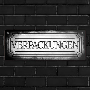 Verpackungen Metallschild für die Mülltrennung im Used Look