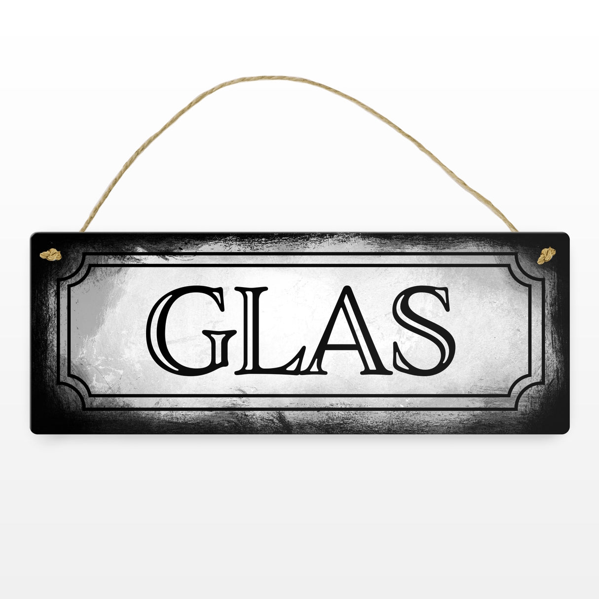 Glas Metallschild für die Mülltrennung im Used Look