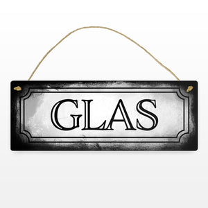 Glas Metallschild für die Mülltrennung im Used Look
