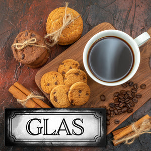 Glas Metallschild für die Mülltrennung im Used Look