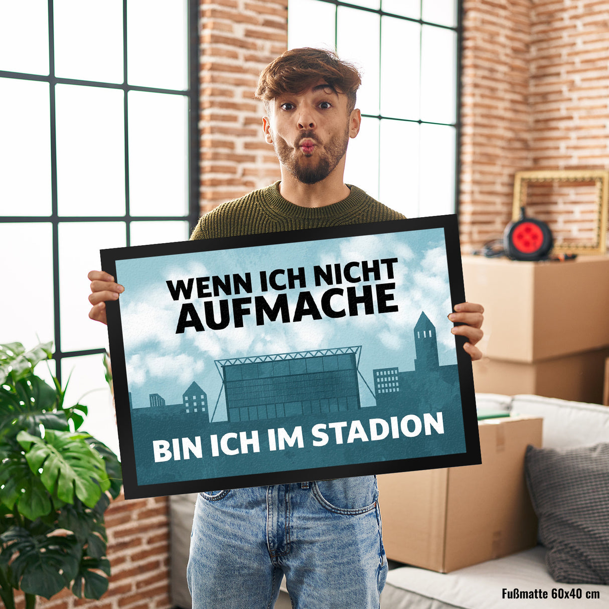 Wenn ich nicht aufmache, bin ich im Stadion Fußmatte