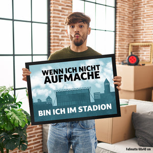 Wenn ich nicht aufmache, bin ich im Stadion Fußmatte