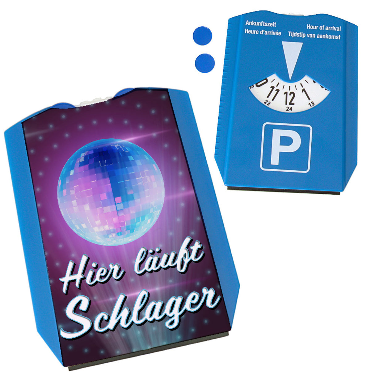 Hier läuft Schlager Parkscheibe für Schlagerfans mit 2 Einkaufswagenchips