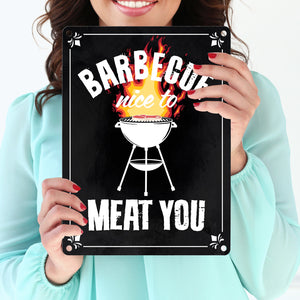 Barbecue - nice to meat you Metallschild mit Grill