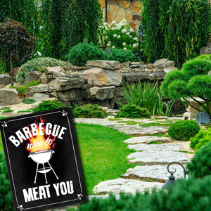 Barbecue - nice to meat you Metallschild mit Grill