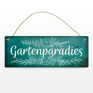 Gartenparadies Metallschild mit floralen Ornamenten