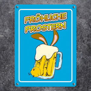 Fröhliche Prostern Metallschild mit Bierkrug