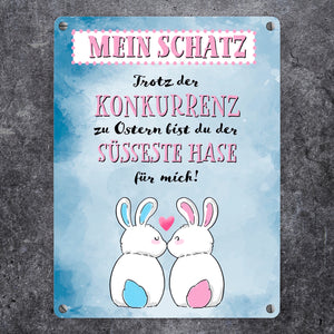 Mein Schatz, du bist der süßeste Hase für mich Metallschild