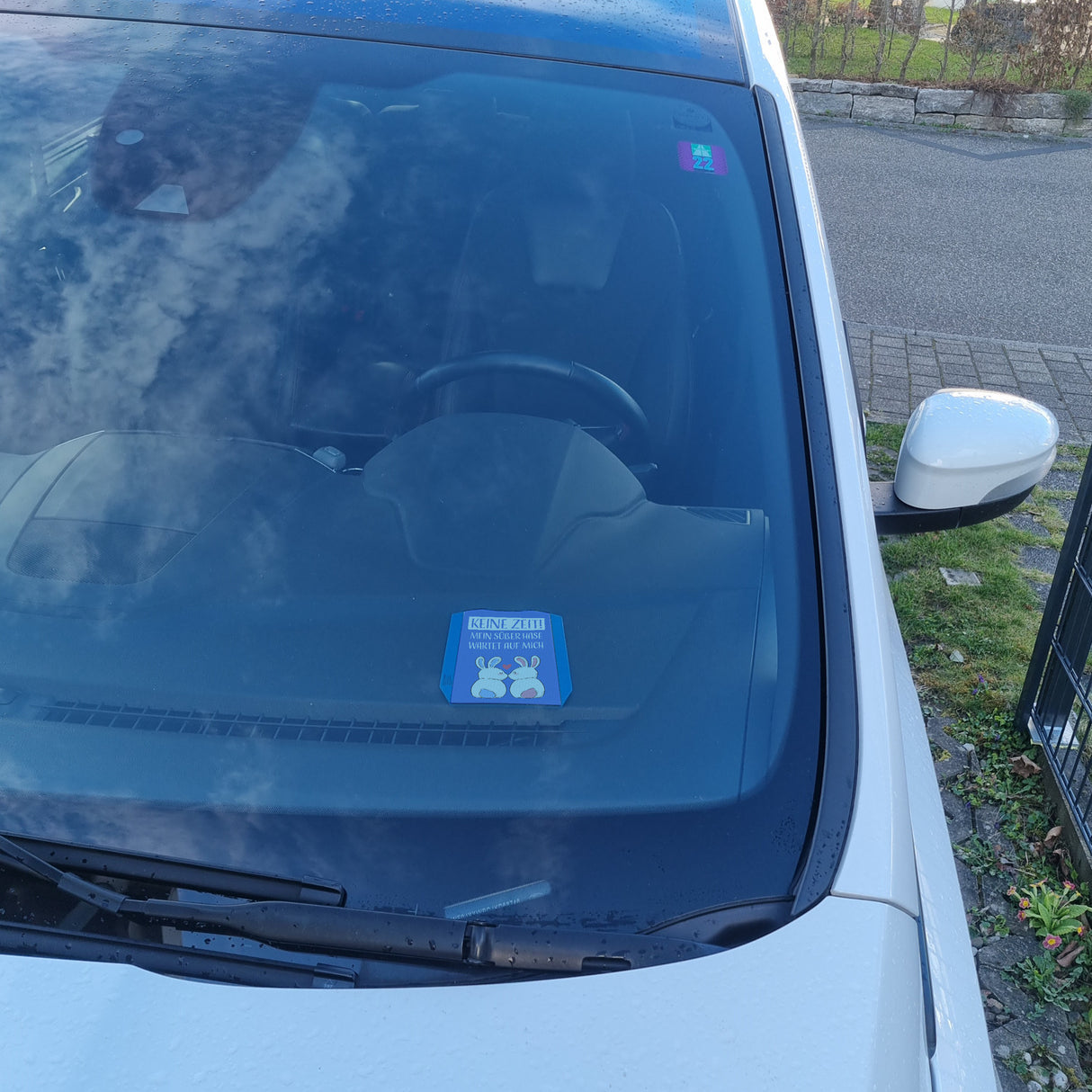 Keine Zeit, mein süßer Hase wartet auf mich Parkscheibe mit 2 Einkaufswagenchips