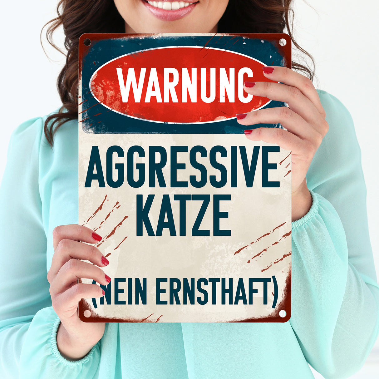 Warnung aggressive Katze (nein ernsthaft) Metallschild für Katzenhalter