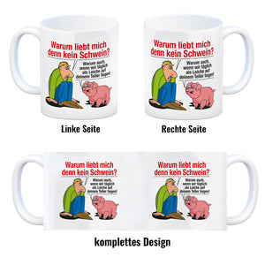 Kaffeebecher zum Thema Fleischesser und Vegetarier mit Schweine Motiv