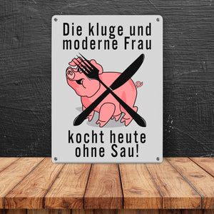 Schweine Metallschild zum Thema Vegetarier und Fleischesser