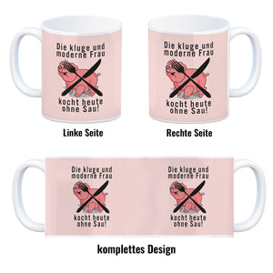 Vegetarier und Fleischesser Kaffeebecher mit Schweine Motiv in rosa