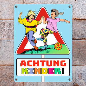 Warnschild Achtung Kinder Metallschild zum Thema Verkehrssicherheit