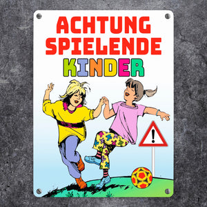 Warnschild Achtung spielende Kinder Metallschild zum Thema Verkehrssicherheit