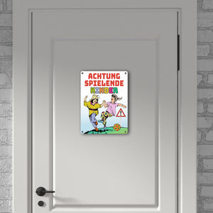 Warnschild Achtung spielende Kinder Metallschild zum Thema Verkehrssicherheit