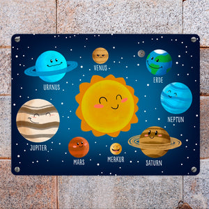 Sonnensystem Metallschild mit niedlichen Planeten