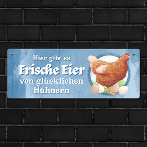 Frische Eier von glücklichen Hühnern Metallschild