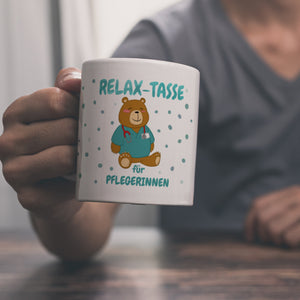 Relax Tasse für Pflegerinnen Kaffeebecher mit süßem Bären-Motiv