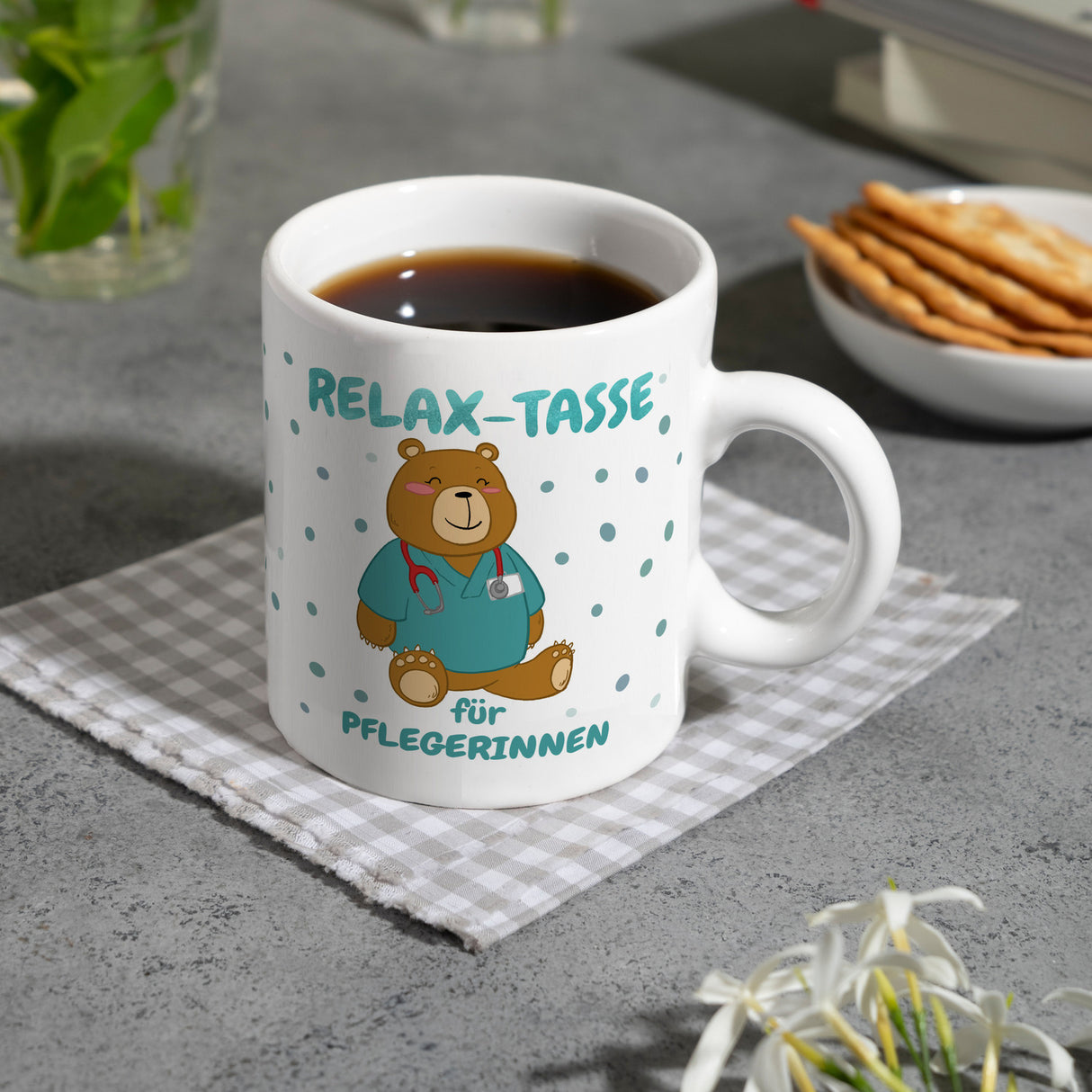 Relax Tasse für Pflegerinnen Kaffeebecher mit süßem Bären-Motiv