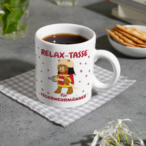 Relax Tasse für Feuerwehrmänner Kaffeebecher mit coolem Bären-Motiv