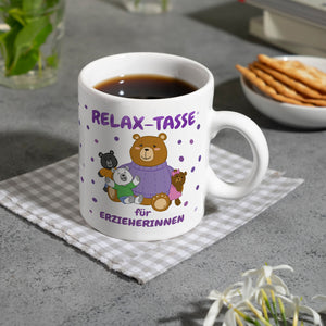 Relax Tasse für Erzieherinnen Kaffeebecher mit süßem Bär-Motiv