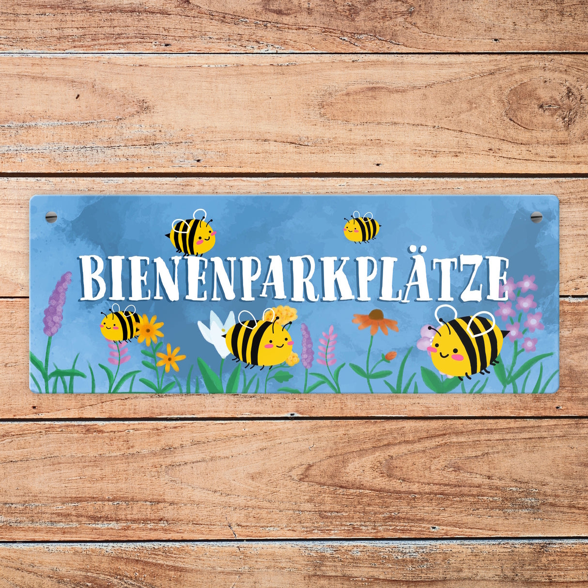 Bienenparkplätze Metallschild mit niedlichen Bienen