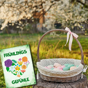 Frühlingsgefühle Metallschild mit Blumenherz