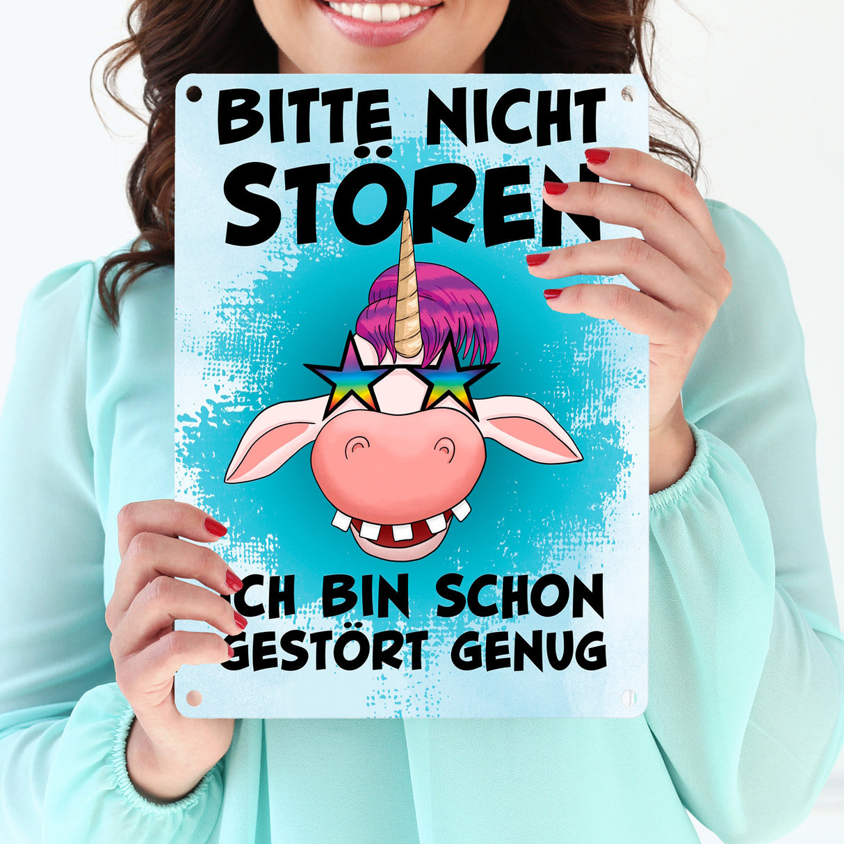 Bitte nicht stören ich bin schon gestört genug Einhorn Metallschild