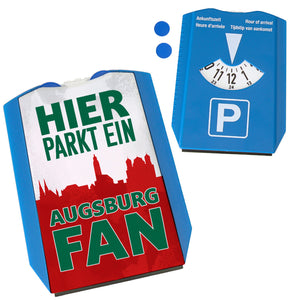 Hier parkt ein Augsburg Fan Parkscheibe in Rot Weiß Grün