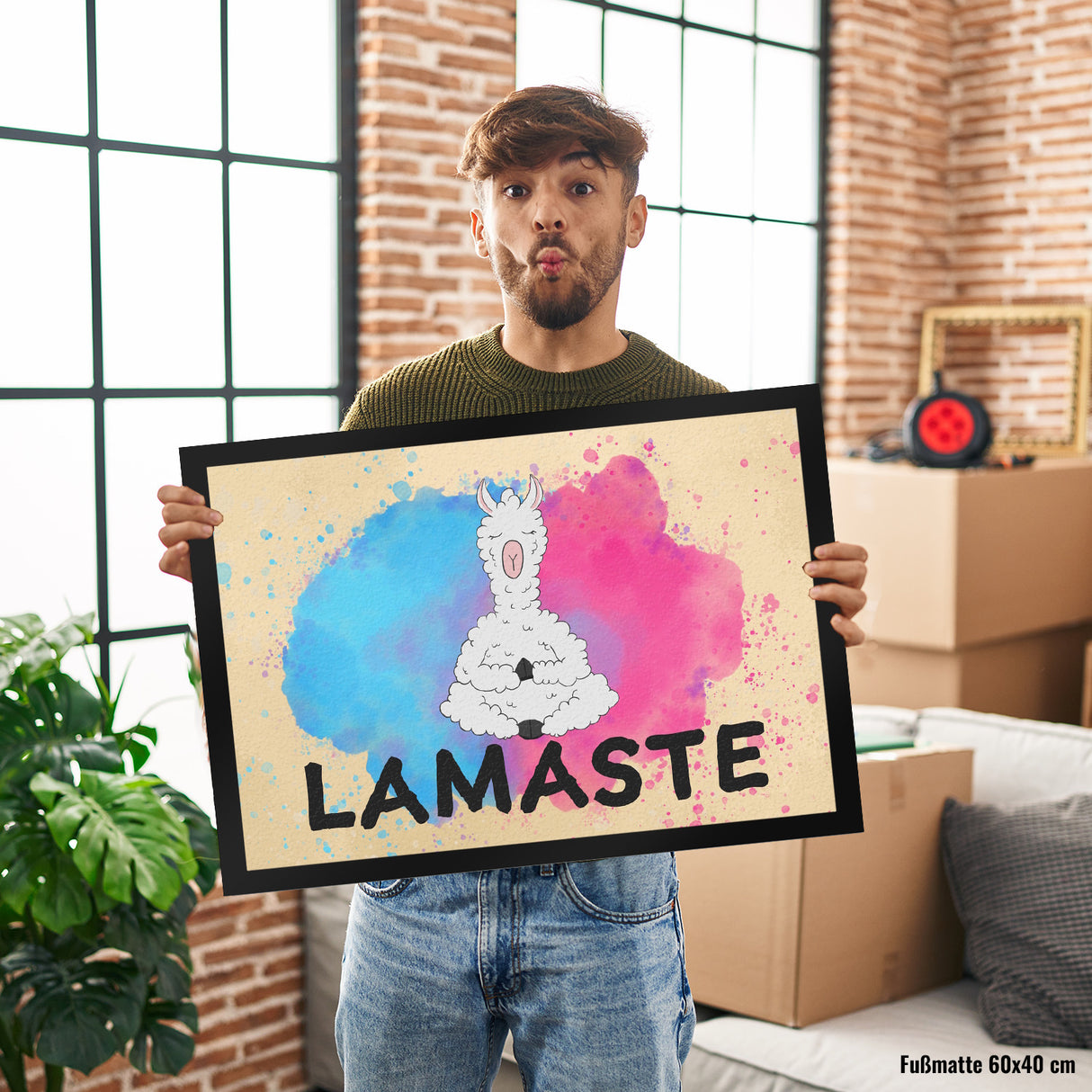 Lamaste Fußmatte mit Lama in Meditation
