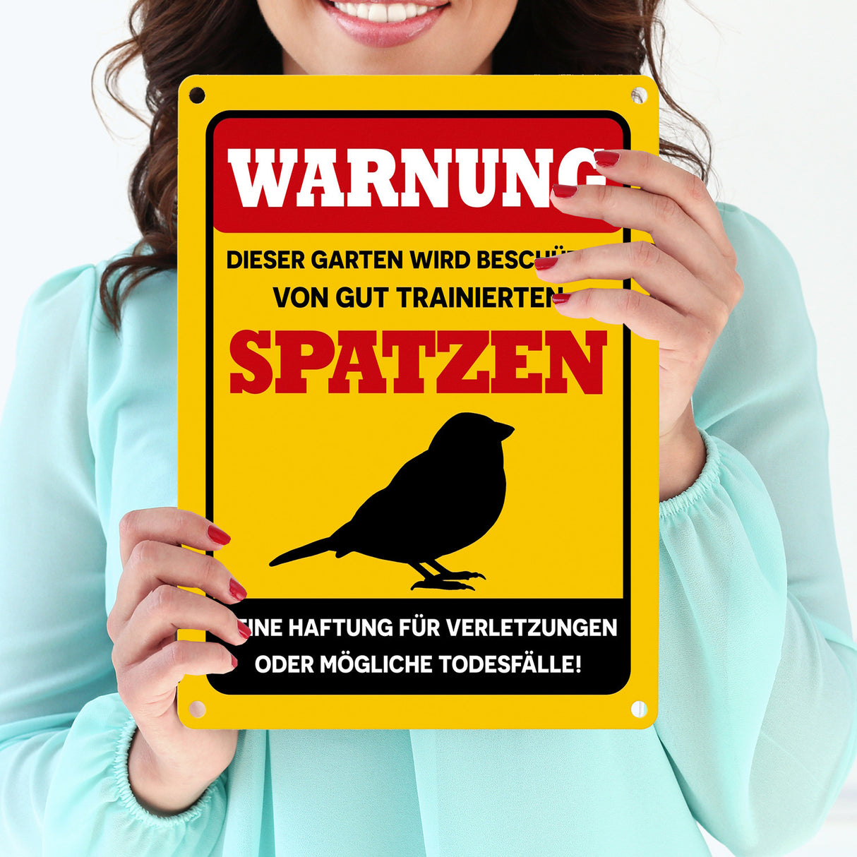 Warnung dieser Garten wird beschützt von Spatzen Metallschild