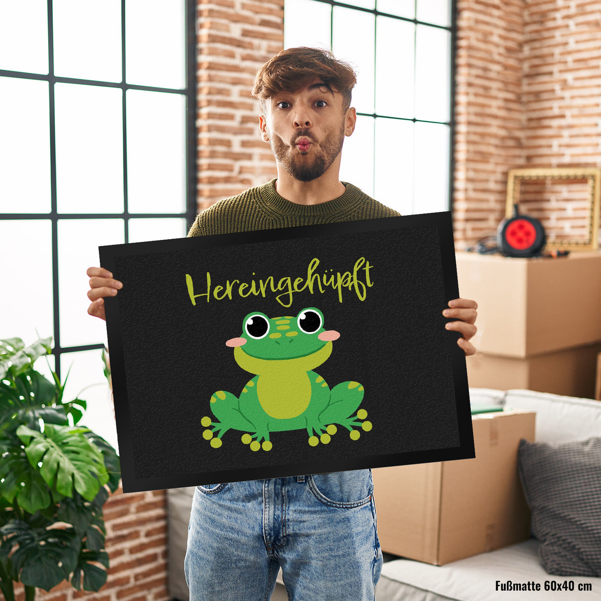 Hereingehüpft Fußmatte mit süßem Frosch