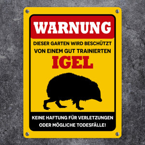 Warnung dieser Garten wird beschützt von einem Igel Metallschild in 15x20 cm