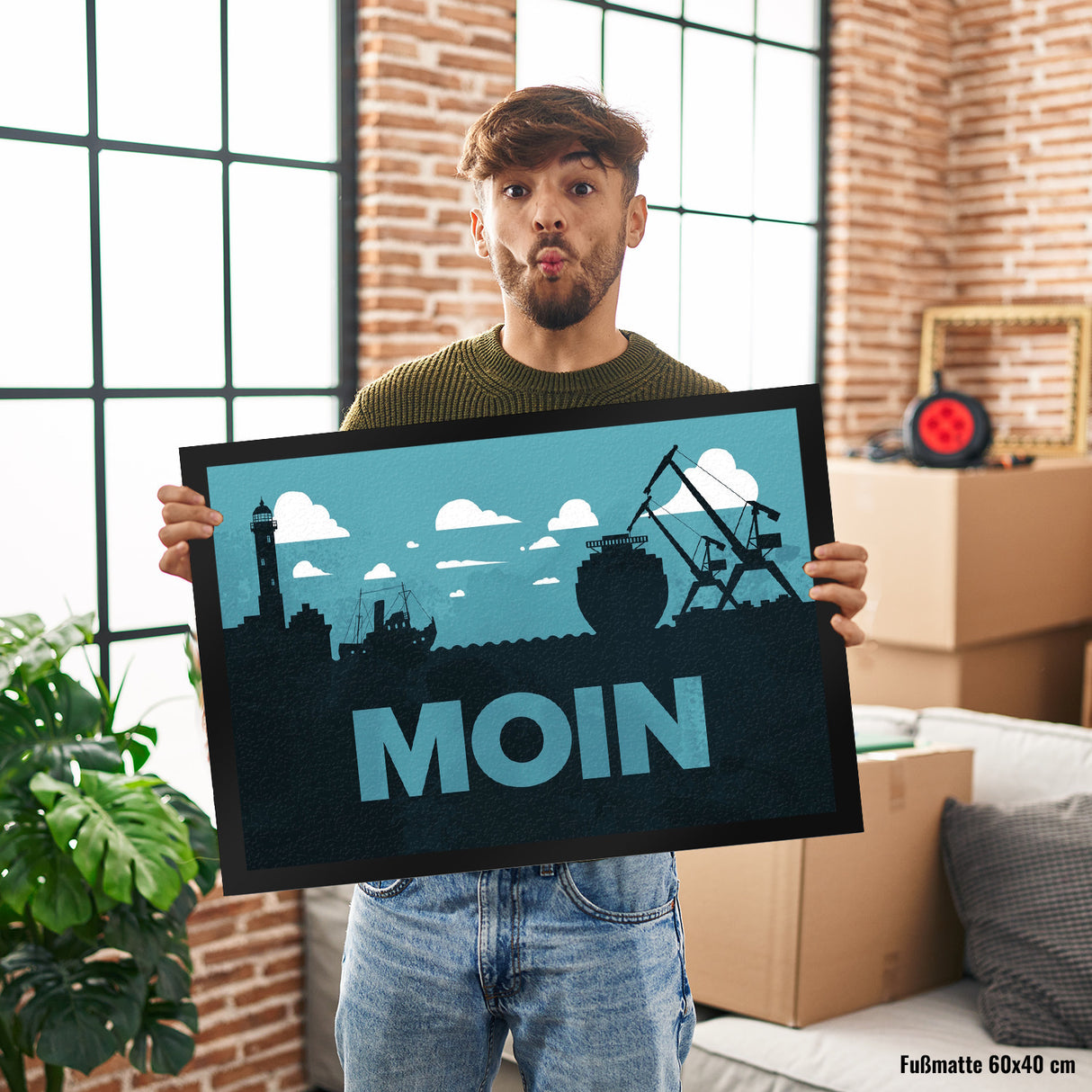 Moin Fußmatte mit Hafenmotiv