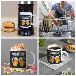 Alles gute zum Vatertag Kaffeebecher mit prostenden Bierkrügen