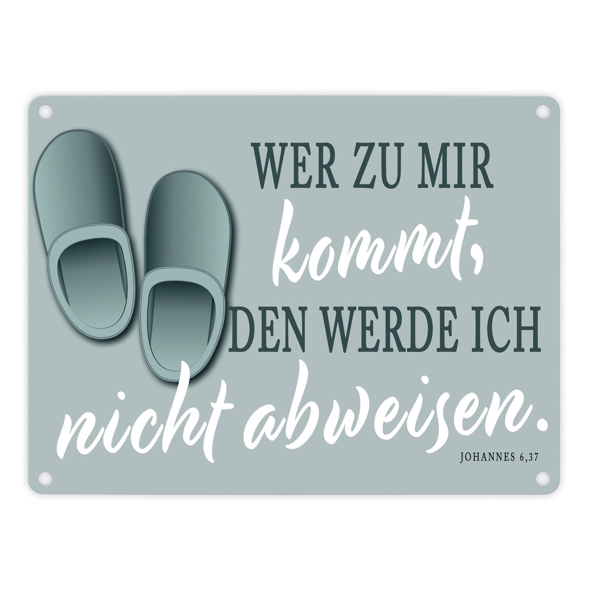 Bibelvers aus dem Johannes Evangelium Schild grau Gastfreundschaft