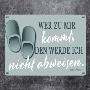 Bibelvers aus dem Johannes Evangelium Schild grau Gastfreundschaft