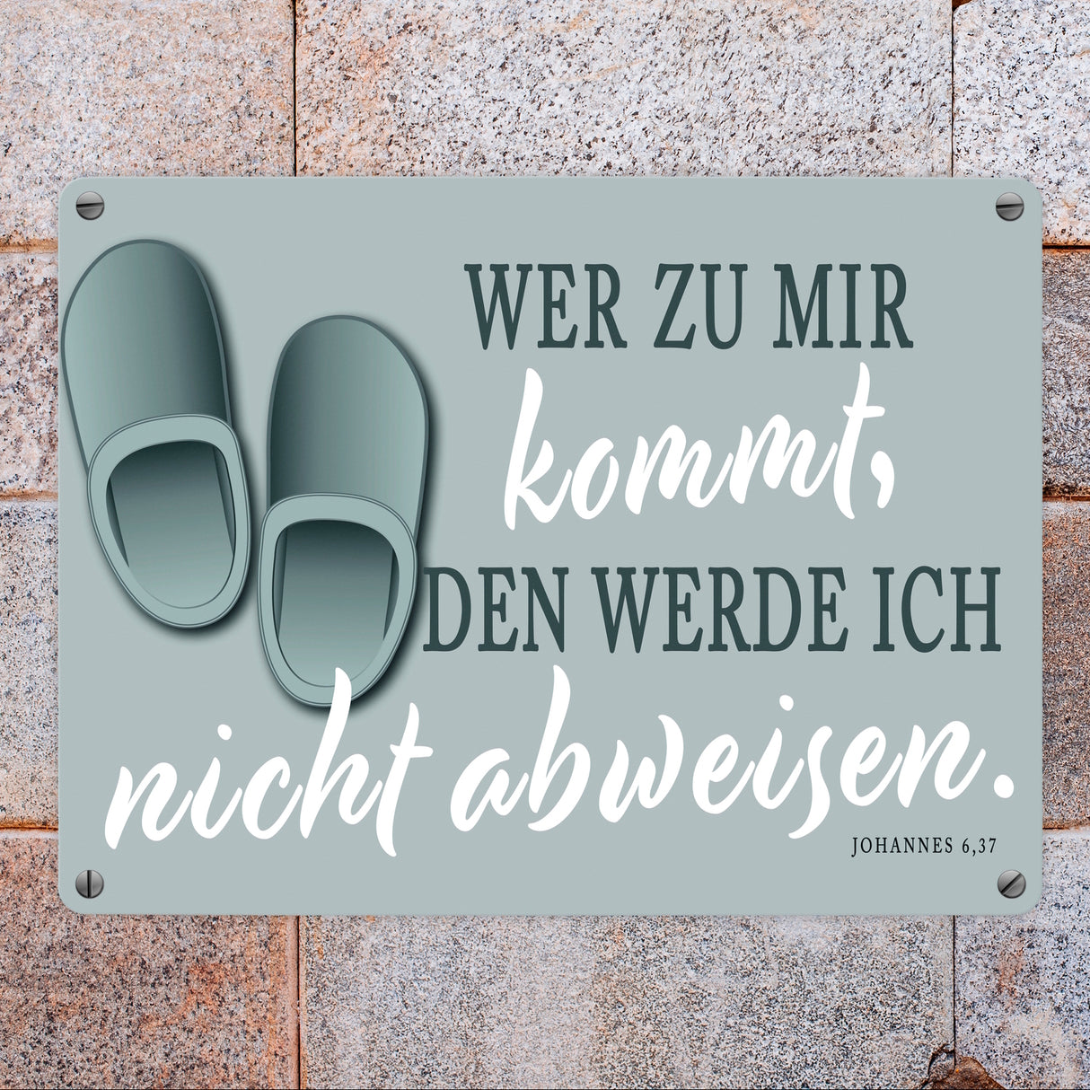 Bibelvers aus dem Johannes Evangelium Schild grau Gastfreundschaft