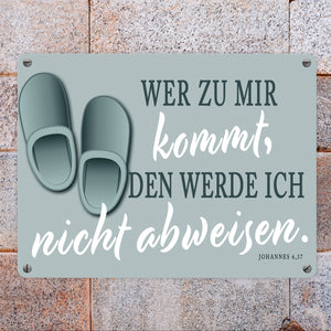 Bibelvers aus dem Johannes Evangelium Schild grau Gastfreundschaft