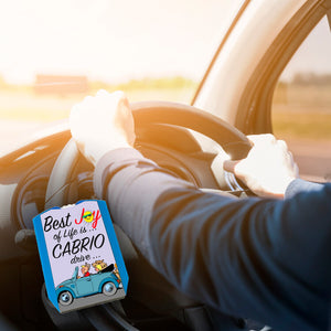 Best Joy of Life is Cabrio drive Parkscheibe in lila mit 2 Einkaufswagenchips